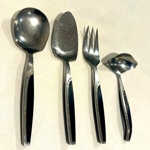 Vintage MCM 4pc Starburst Stainless Serving Pieces Japan